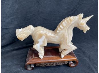 Turning Dragon And Unicorn Carved Statues