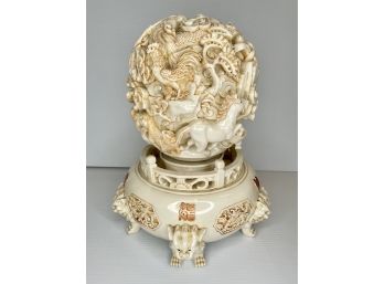 Chinoiserie Asian Influenced  Sculpture . Top Spins Round  VERY HEAVY