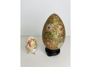 Porcelain Hinged Egg And Enameled Egg