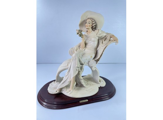 Giuseppe Armani Florence Italian Statue- Lady On Chaise Lounge With Flowers