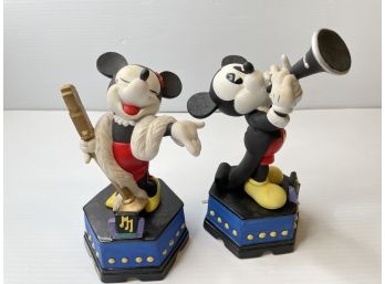Disney Enesco Ceramic  Mickey And Minnie 'puttin On The Ritz' Music Figurines