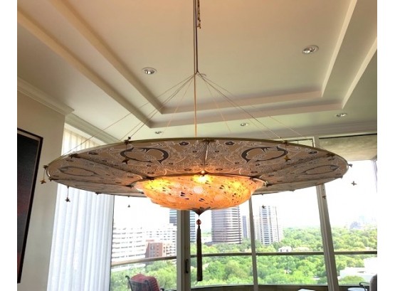Scudo Saraceno  Large Glass Ring Ceiling Light Fixture Chandelier By Mario  Fortuny