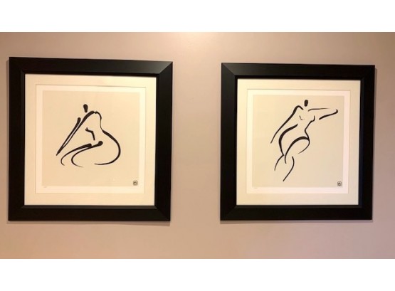 Framed Limited Edition Art: Pair Of Nudes, #11/450 And #13/450 By Artist Joy Wilson