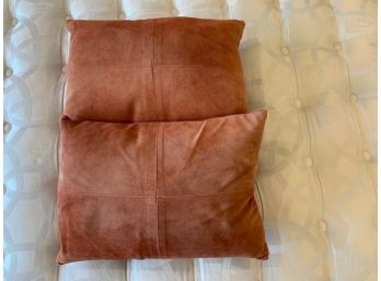 Pair Of Leather Pier 1 Decorative Accent Pillows