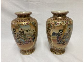 Satsuma Style Asian Vases