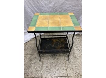 Vintage Iron & Tile Top Table Plant Stand