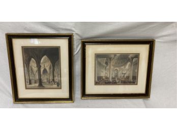 Antique Aquatint Prints By Pugin And Rowlandson
