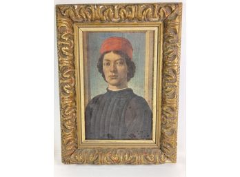 Print Portrait Young Man Red Cap After Sandro Botticelli