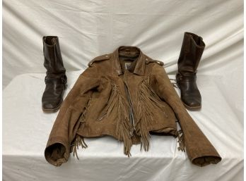 Leather Fringe Jacket & Engineer Boots