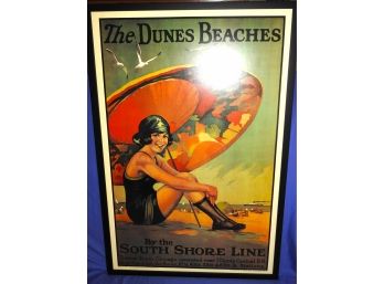 25 X 38 Framed Railroad South Shore Lines The Dune Beaches Print On Board