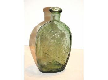 Old Embossed Glass Bottle Franklin Ship Twd