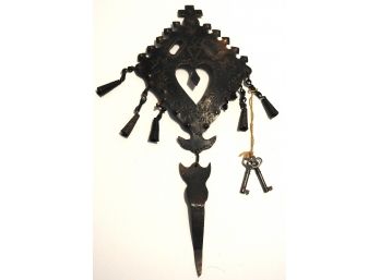 Old UNIQUE Religious Metal Wall Hanging Keyholder