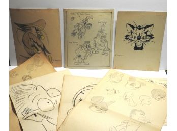 Old Cartoon Drawings Signed By Artist