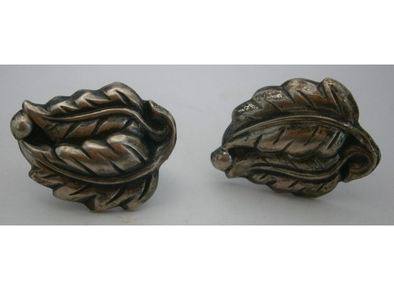 Sterling Silver Figural Leaf Earrings