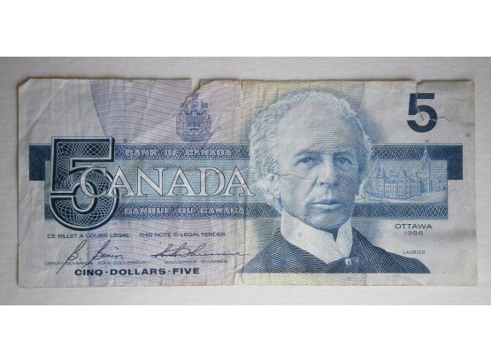 CANADA - Ottawa 5 Dollar 1986 Bank Note