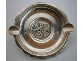 Sterling Silver Ashtray With Image Of Aztec God
