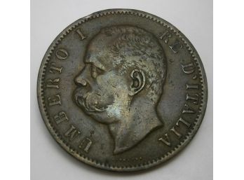 1894 Italian 10 Centesimi Copper Coin