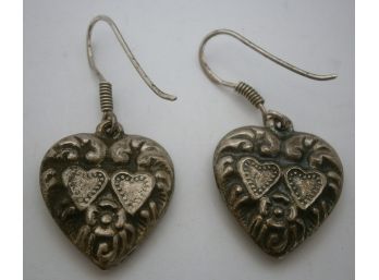 Sterling Silver Figural Heart Earrings