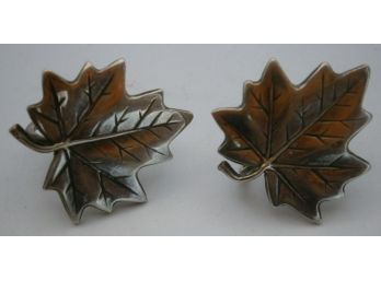 Sterling Silver Figural Oak Leaf Earrings