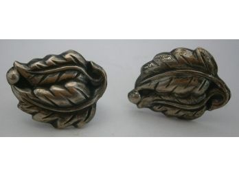 Sterling Silver Figural Leaf Earrings