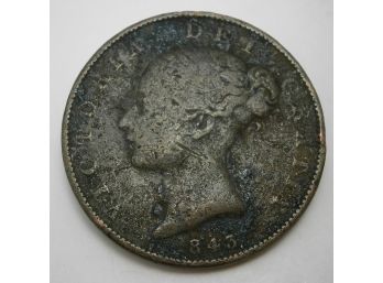 1843 English Copper Penny Coin