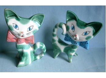 Pair Of Stylized 1950's Cat Figurines