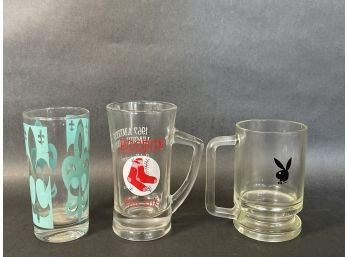 Vintage Glassware, Including Play Boy Mug And 1967 Red Sox Mug