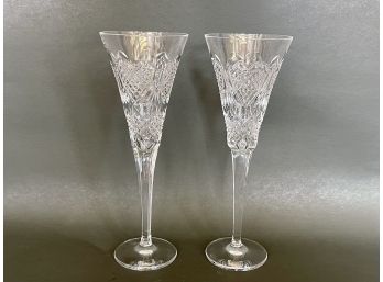 A Pair Of Signed Waterford Crystal Love Celebration Toasting Flutes