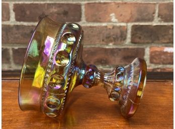 A Gorgeous Carnival Glass 5 Inch Pedestal Dish