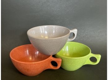 Three Vintage Melmac Colorflyte Mugs