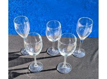 5 Vintage Wine Glasses