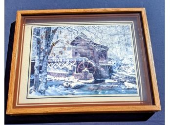 Very Pretty Winter Scene Artistic Stoney Point Mill  Wall Clock