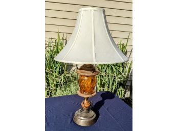 Vintage Amber Glass Lamp (1 Of 2)