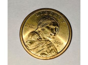 Stocking Stuffer! 2001-P Sacagawea Eagle In Flight Gold One Dollar Coin