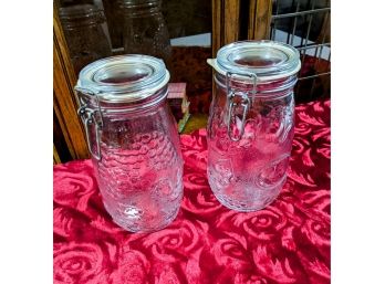 Pair Of Wheaton Glass Jars Perfect For Christmas Candy!
