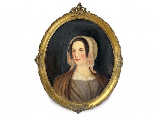 An 18th Century Oil On Canvas Portrait In Period Gilt Wood Frame