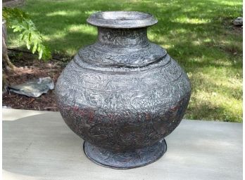 A Large (Very) Antique Iranian Etched Copper Vessel