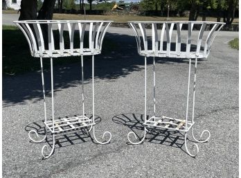 A Pair Of Vintage Wrought Iron Planters
