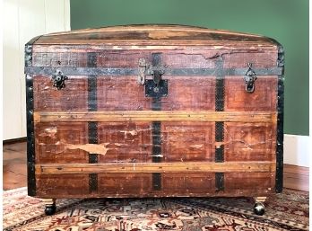 A 19th Century Wood Banded Travel Trunk