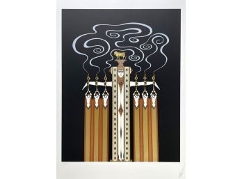 An Original Large Signed Serigraph 'The Golden Calf' And Accompanying Description By Erte, French (1892-1990)