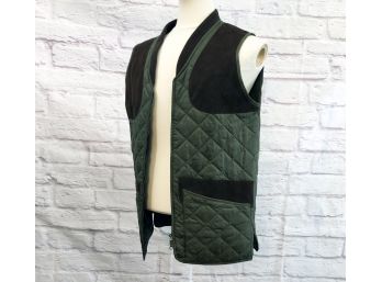 A Barbour Quilted Shooting Vest With Leather Trim - Sz L
