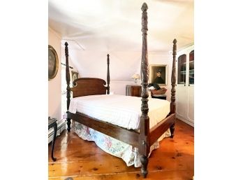 An Antique Carved Mahogany Twin Poster Bedstead