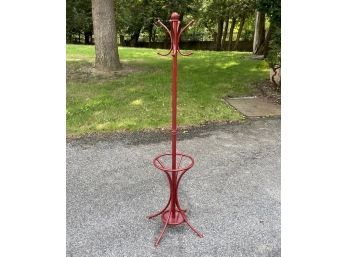 A Vintage Metal Hat And Coat Rack And Umbrella Stand