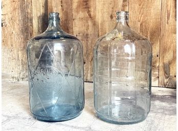 A Pair Of Large Vintage Glass 5 Gallon Bottles