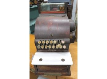 Early 1920's National Cash Register Small Size Countertop W/Marble Plate, Functioning Till, Etc.