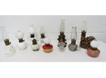 Lot Of Miniature Smaller Tabletop Oil Lamps Victorian Era To MCM
