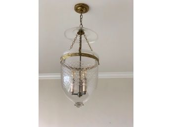Diamond Cut Etched Bell Jar 3-Light Lantern Chandelier