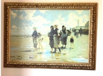 John Singer Sargent's Oyster Gatherers At Cancale, Framed Print Transfer To Canvas