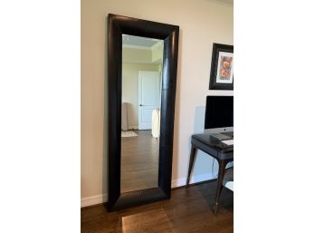 Full Length Beveled Floor Mirror In Leather Frame
