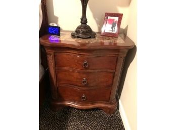 Reba Furniture: Night Stand (B) With Marble Top, Serpentine Front, Three Drawers